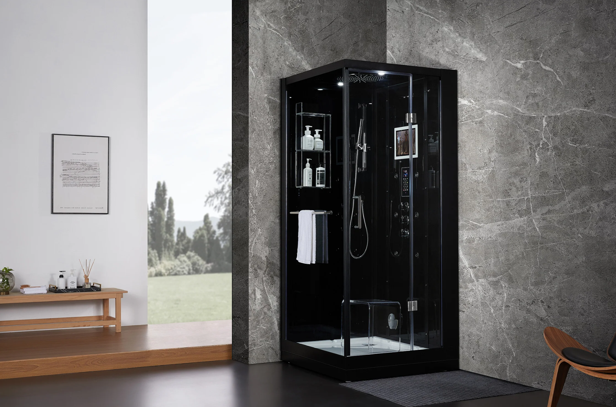 Platinum Black Arezzo Steam Shower